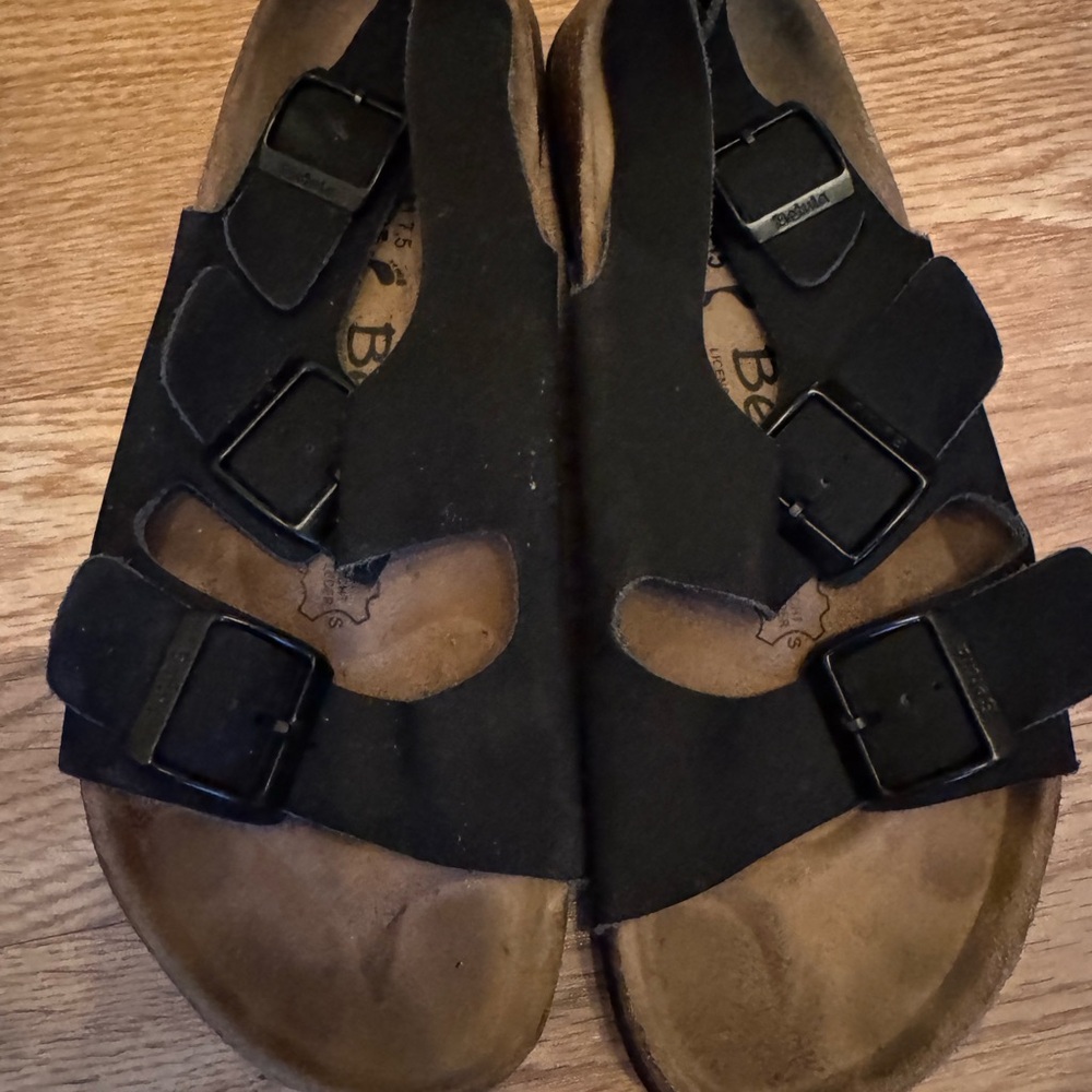 Birkenstock Black Sandals with Adjustable Straps and Contoured Footbed